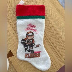 Vintage 1980s Philadelphia Flyers Holiday Stocking NHL - Red, Green, White
